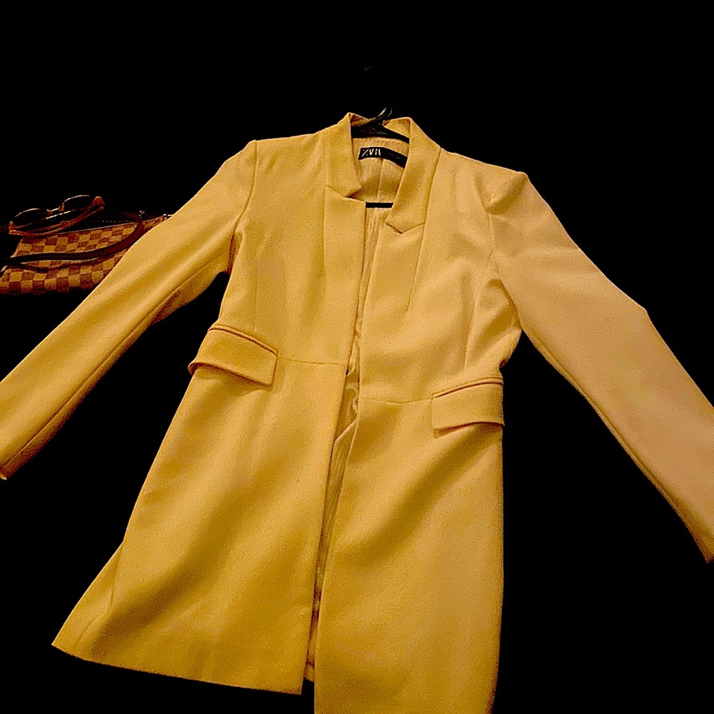 Zara white long blazer